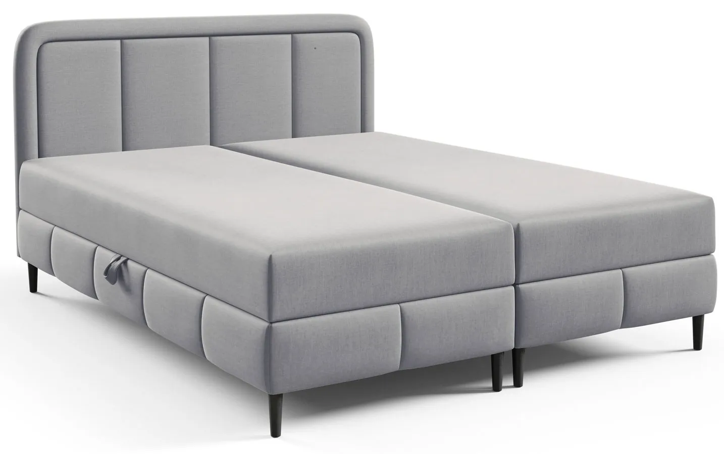 Jasnoszare łóżko tapicerowane z podwójnym pojemnikiem Acianna - 5 rozmiarów