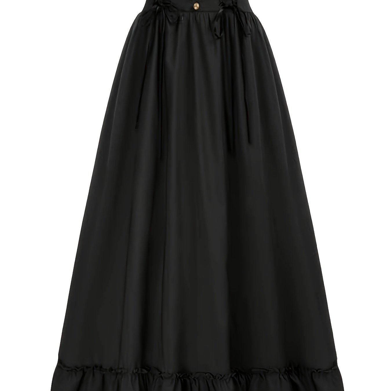 TEMU Sznurowana Spódnica W Kształcie Litery A Z Przodu Zapinana Na Guziki, Elegancka Spódnica Z Falbaną I Wysokim Stanem, Odzież Damska