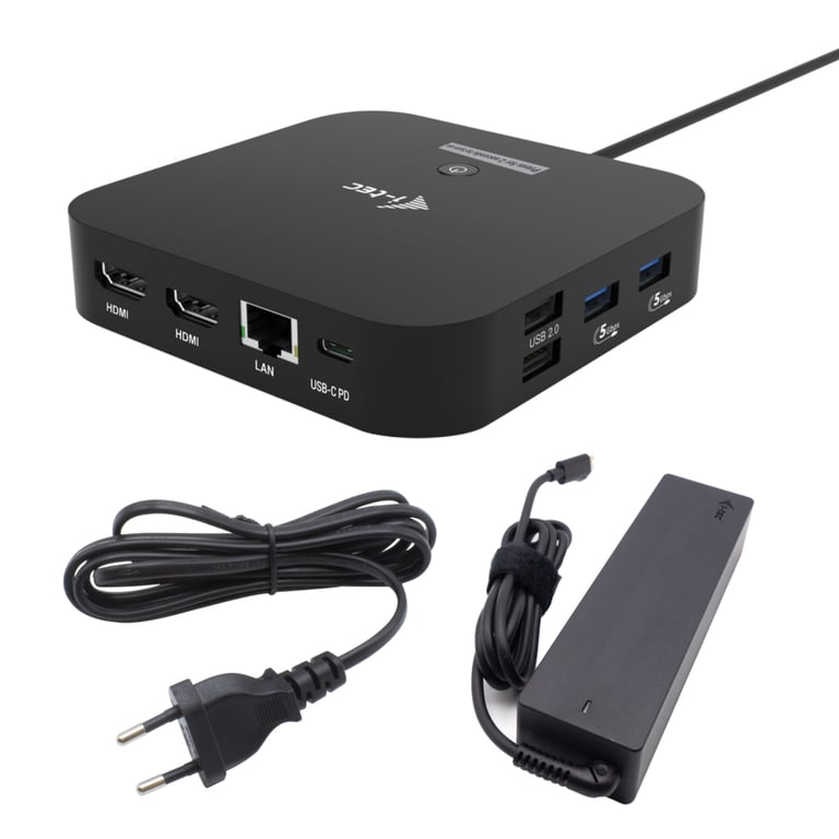 i-tec USB-C Dual HDMI Docking Station with Power Delivery 100 W + Universal Charger 100W Przewodowa USB 3.2 Gen 2 (3.1 Gen 2) Type-C Czarny