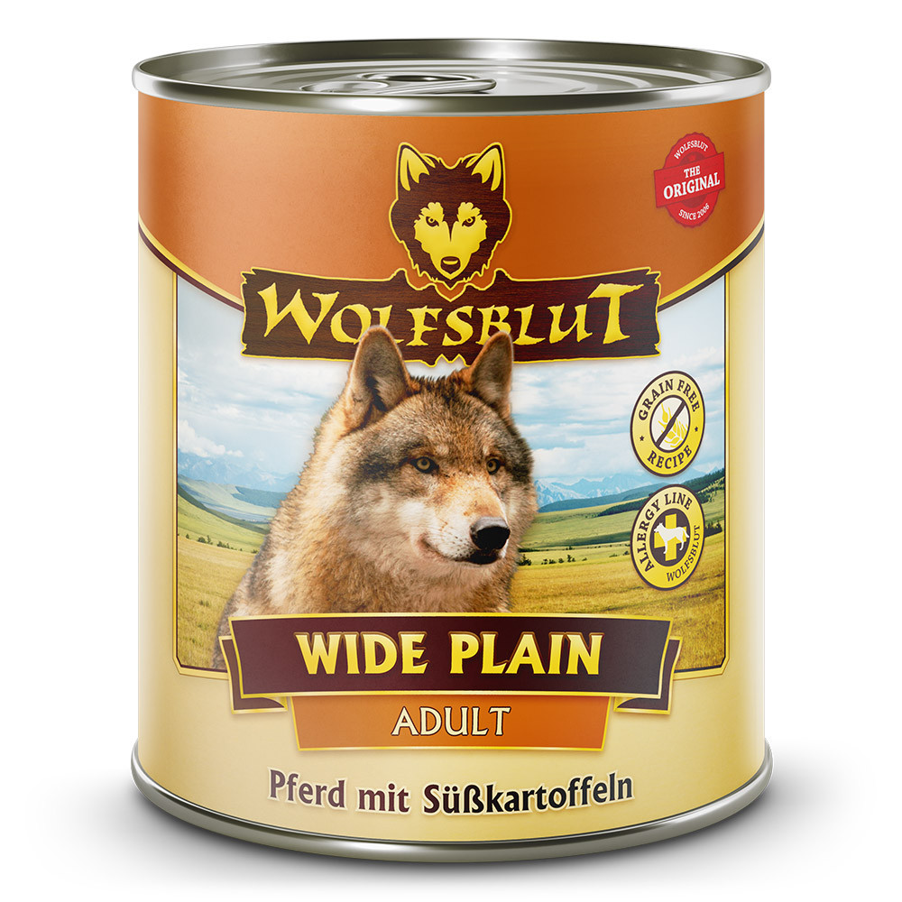 WOLFSBLUT Wide Plain Konina ze słodkimi ziemniakami - mokra karma dla psa - 800g
