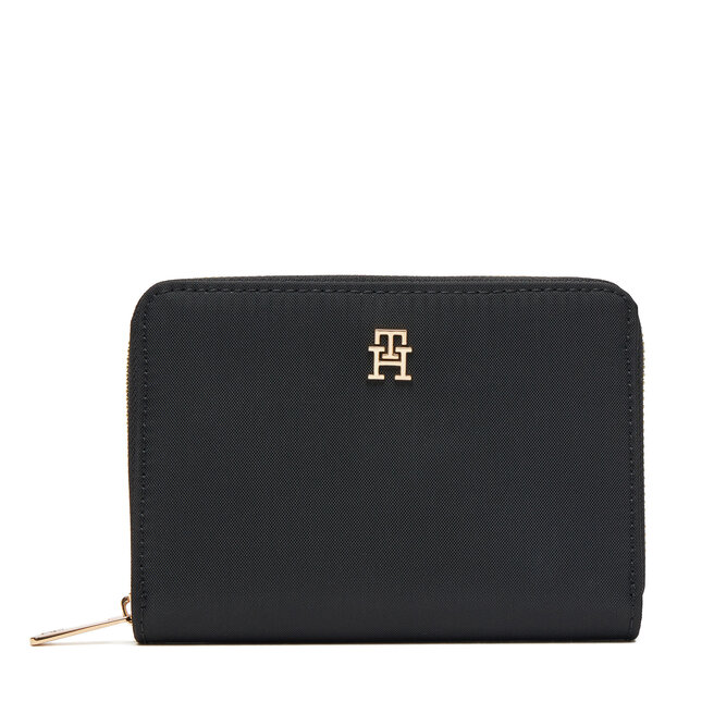 Mały Portfel Damski Tommy Hilfiger Th Icon Med Za Nylon AW0AW17741 Czarny