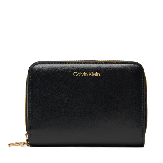 Mały Portfel Damski Calvin Klein Ck Medium Flap Zip Around LV04F1075G Czarny