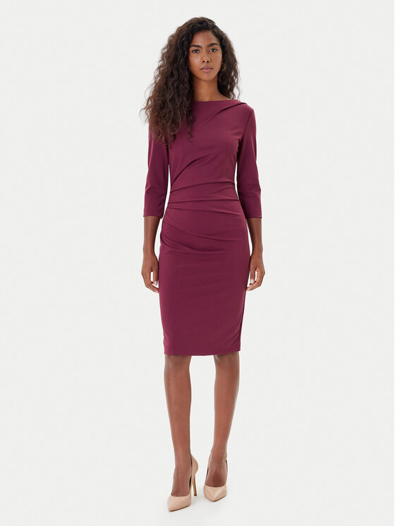 Rinascimento Sukienka koktajlowa CFC0126154003 Bordowy Slim Fit