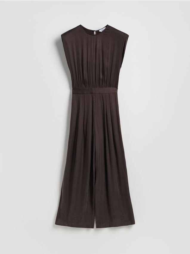 Reserved - Kombinezon z zakładkami - brązowy