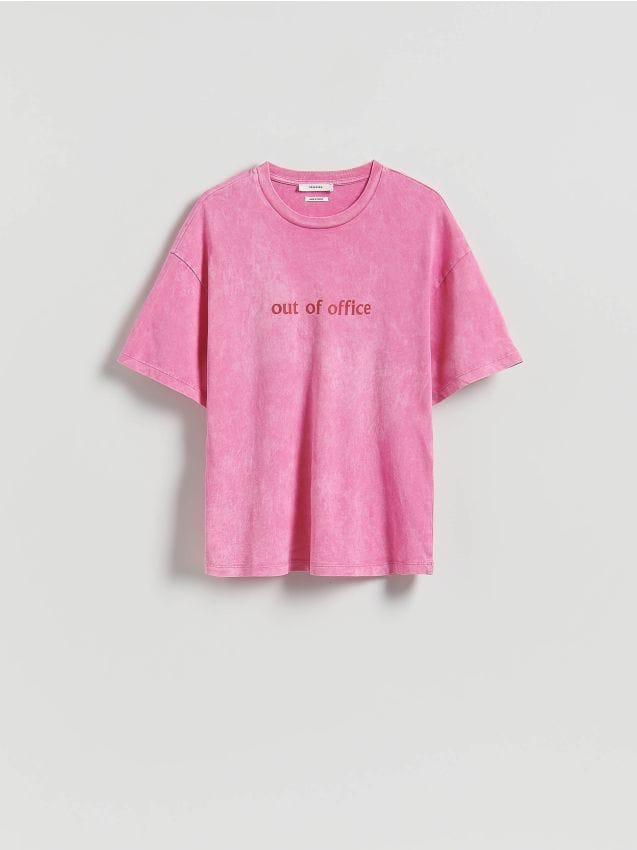 Reserved - Bawełniany t-shirt - różowy
