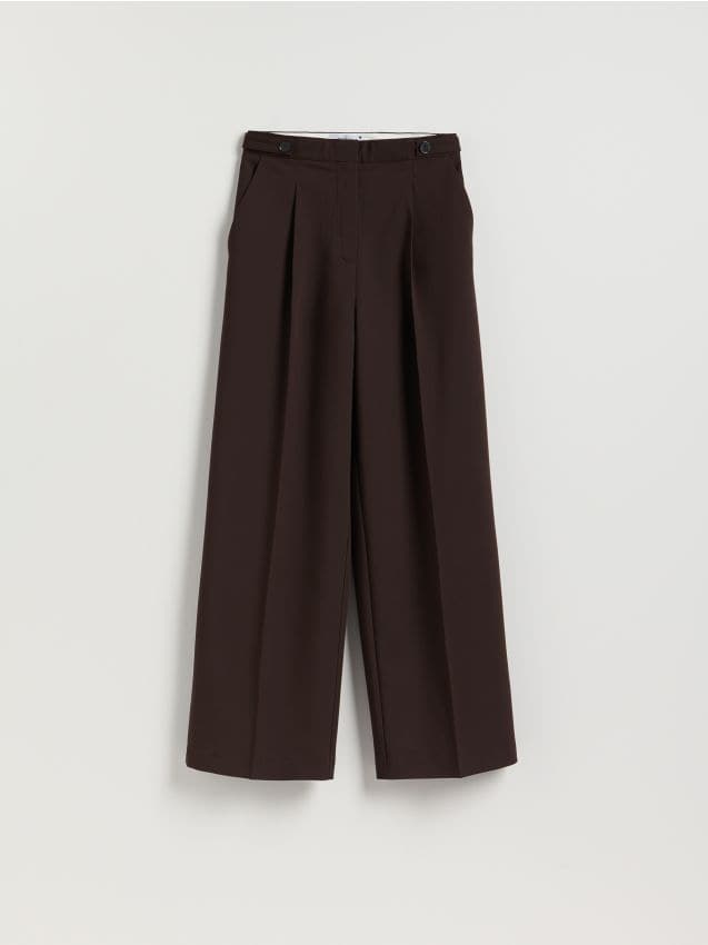 Reserved - Szerokie spodnie z kantem - ciemnobrązowy