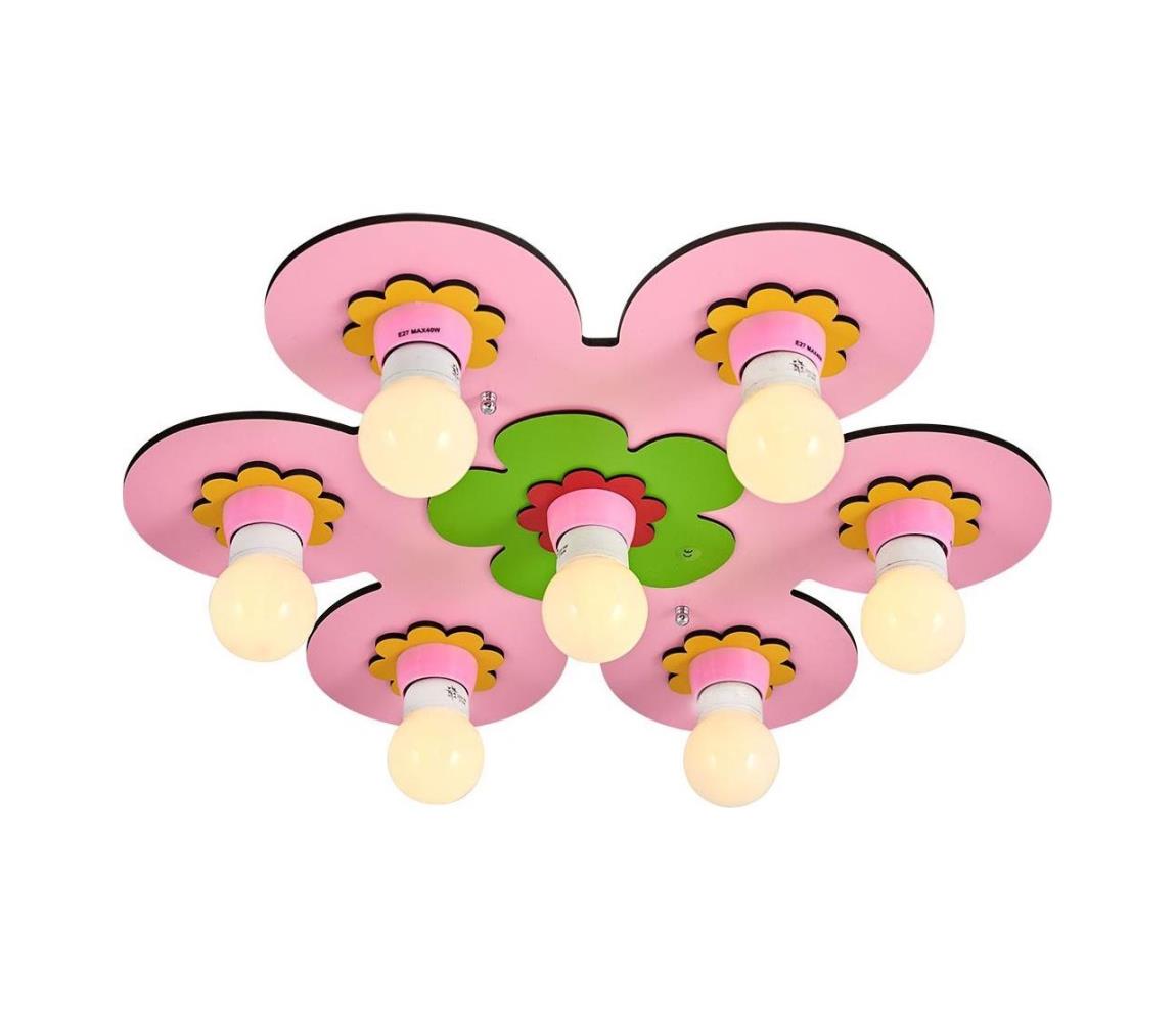 Dziecięca lampa sufitowa LUCCA 7xE27/24W/230V różowa