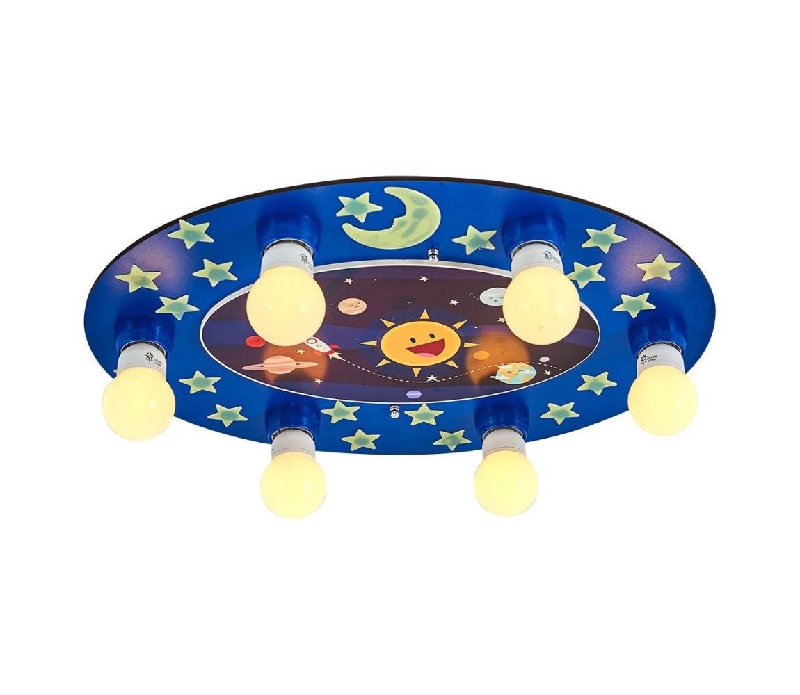 Dziecięca lampa sufitowa LUCCA 6xE27/24W/230V niebieska