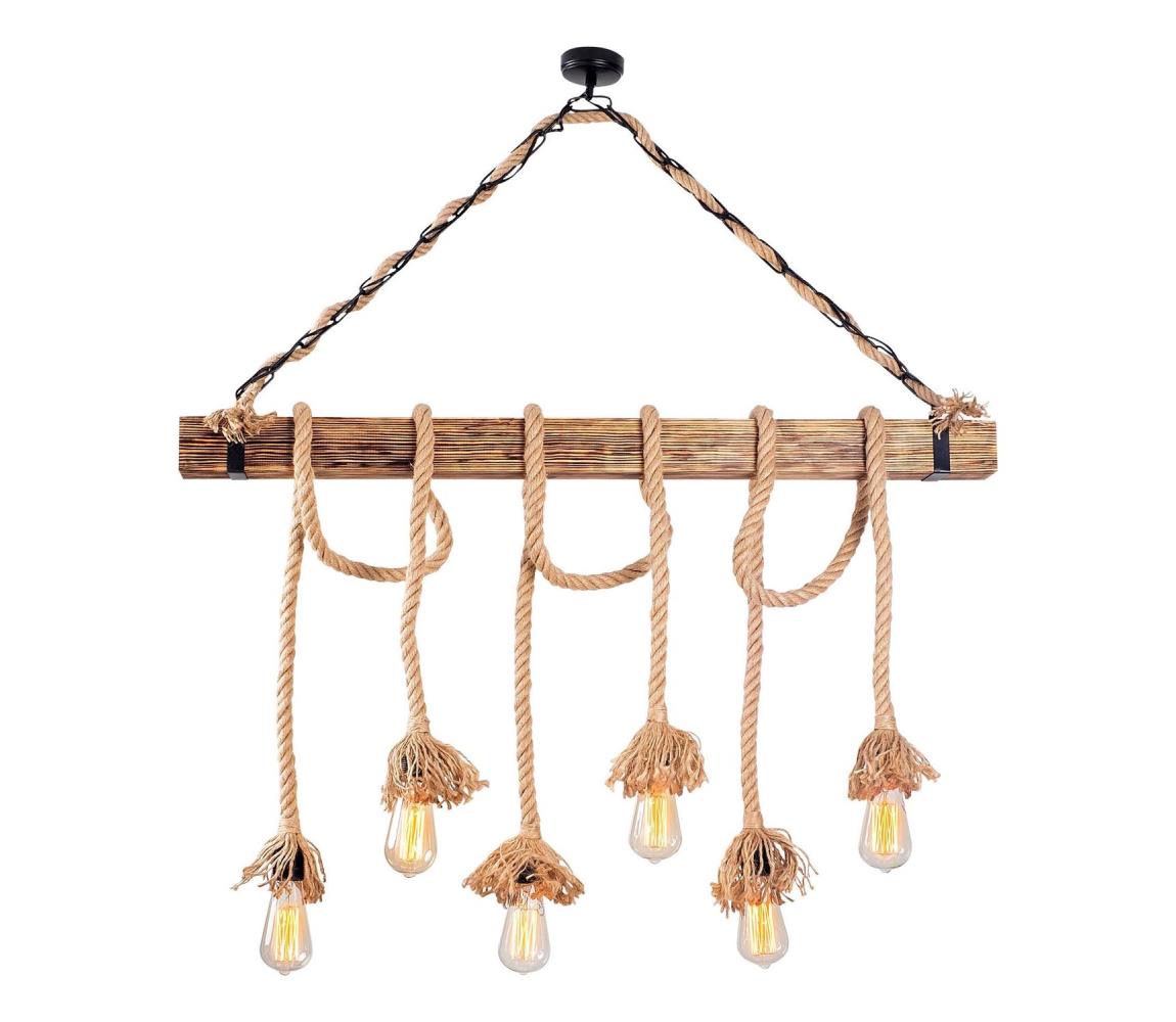 Lampa wisząca EREBOS 6xE27/40W/230V brązowa