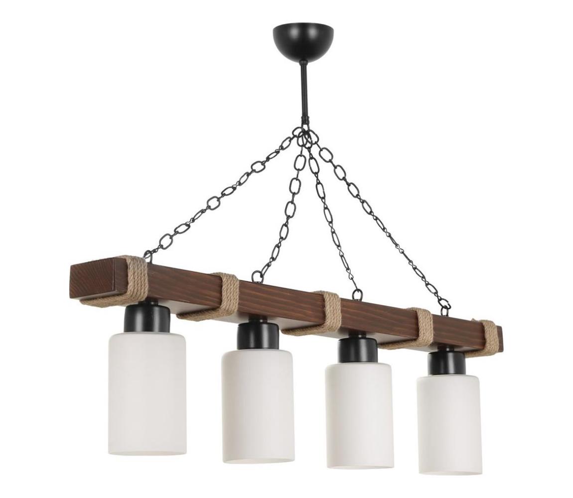 Lampa na łańcuchu JASMIN 4xE27/40W/230V brązowa/biała