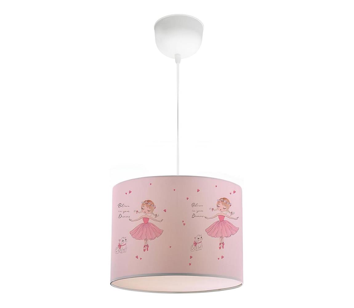 Dziecięcy żyrandol CANDY 1xE27/40W/230V różowy