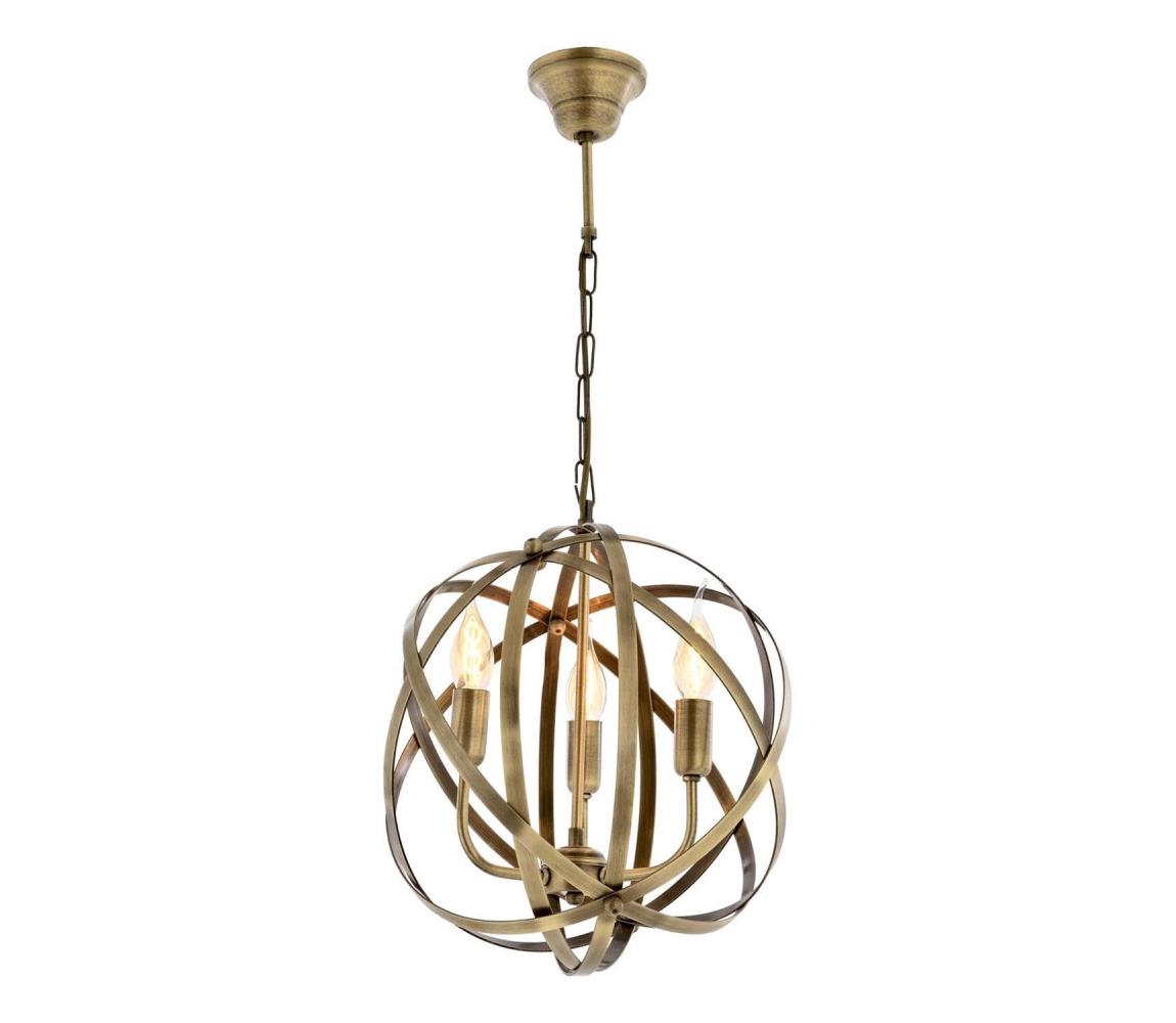 Lampa na łańcuchu IRONBALL 3xE27/40W/230V złota