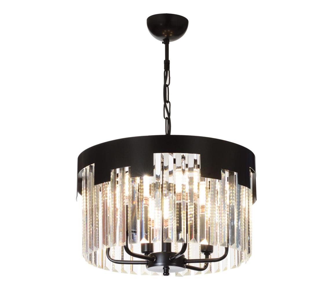 Lampa wisząca CRYSTALLINE 6xE27/40W/230V Czarna