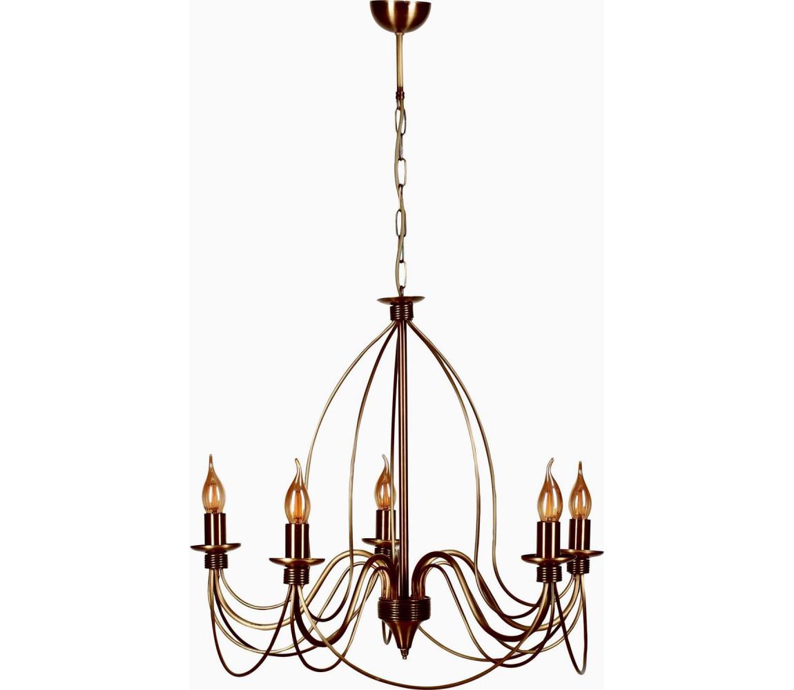 Lampa wisząca CLASSIC 5xE14/40W/230V brązowa