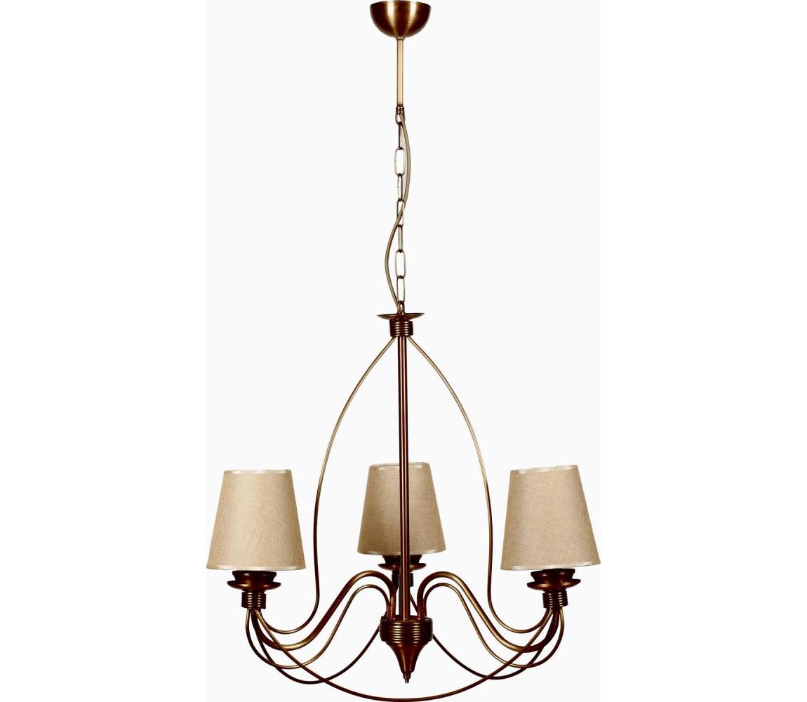 Lampa wisząca CLASSIC 3xE14/40W/230V brązowy/beżowy