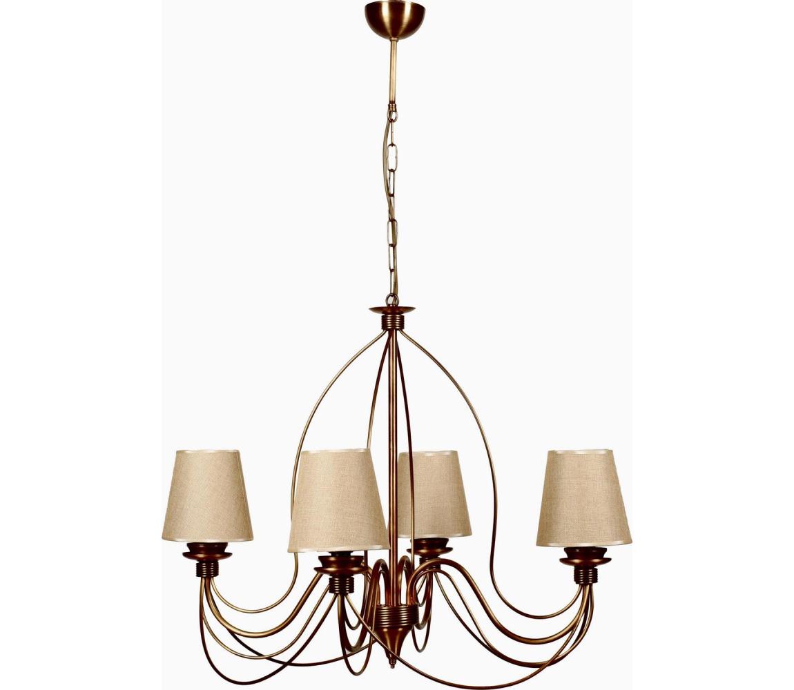 Lampa sufitowa na łańcuchu CLASSIC 4xE14/40W/230V brązowa/beżowa