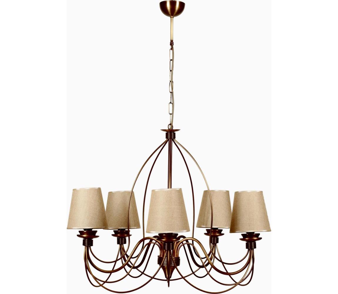 Lampa sufitowa na łańcuchu CLASSIC 5xE14/40W/230V brązowa/beżowa