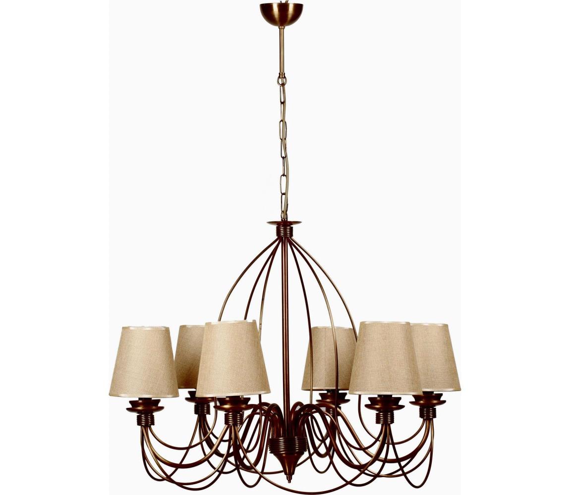 Lampa wisząca CLASSIC 6xE14/40W/230V brązowa/beżowa