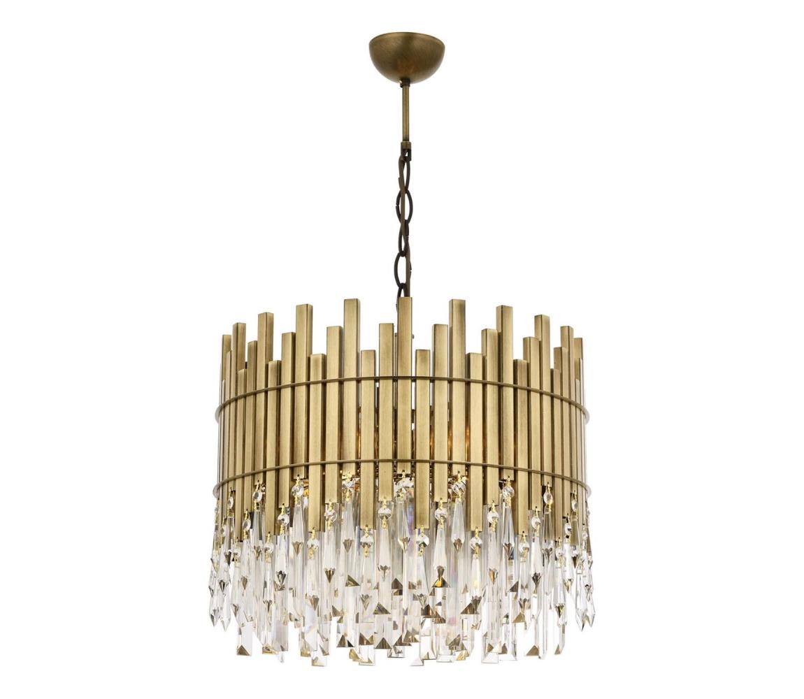 Lampa na łańcuszku CRYSTALLINE 6xE27/40W/230V pr. 40 cm mosiądz