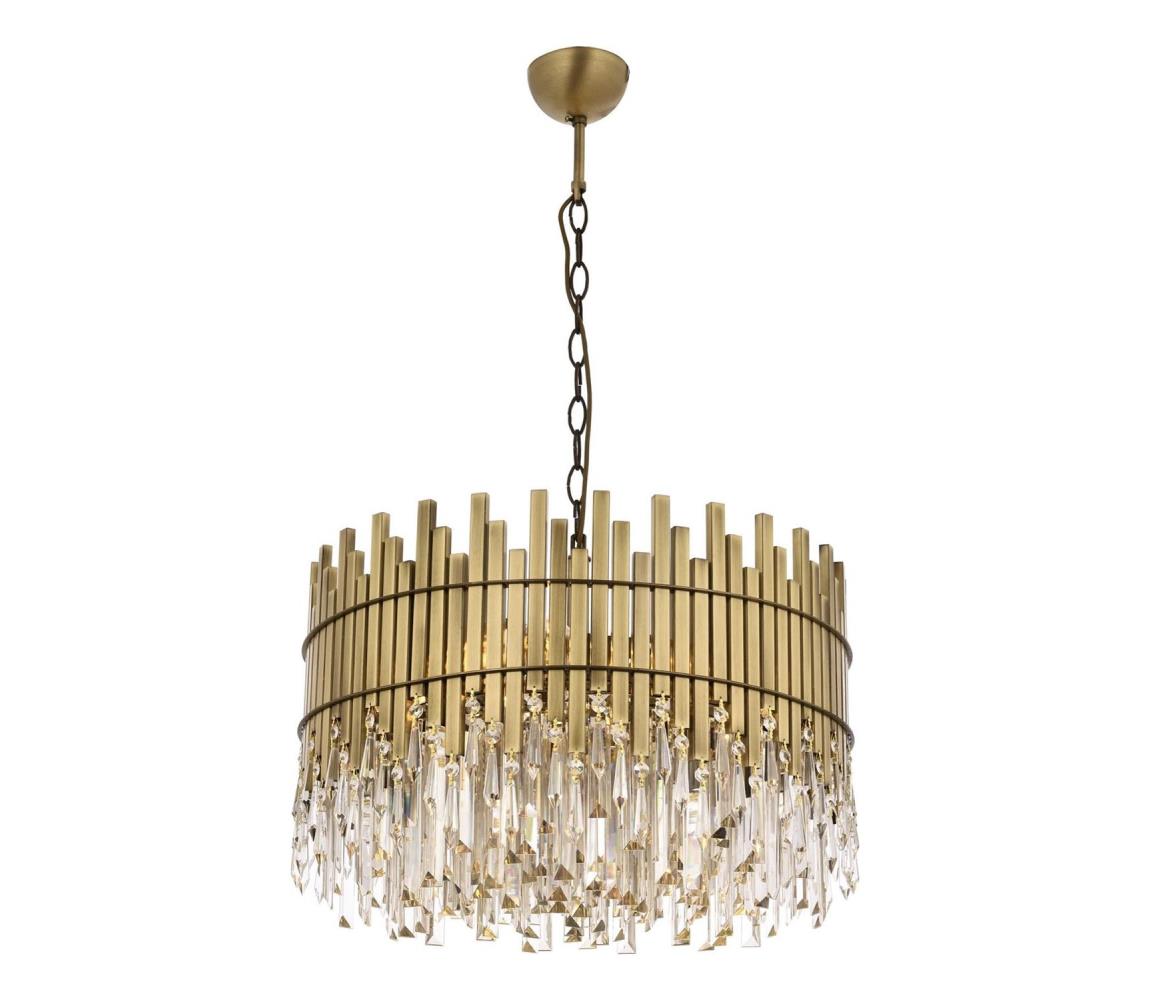 Lampa wisząca CRYSTALLINE 8xE27/40W/230V pr. 60 cm mosiądz