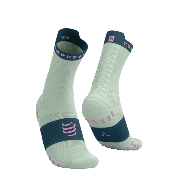 COMPRESSPORT Skarpetki do biegania trailowe PRORACING SOCKS V4 TRAIL aqua/stargazer/cyclamen