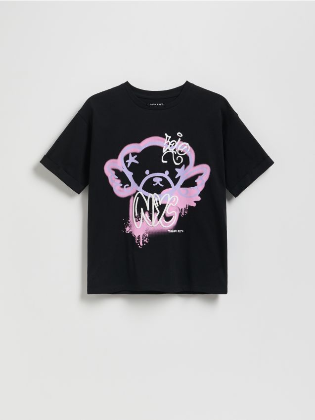Reserved - T-shirt z nadrukiem - czarny