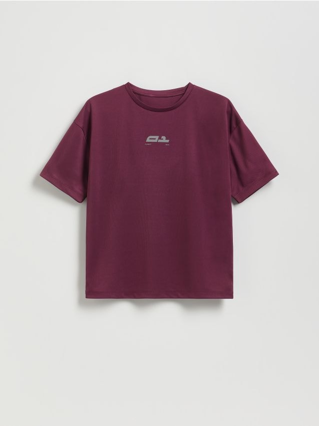 Reserved - Szybkoschnący t-shirt z nadrukiem - bordowy