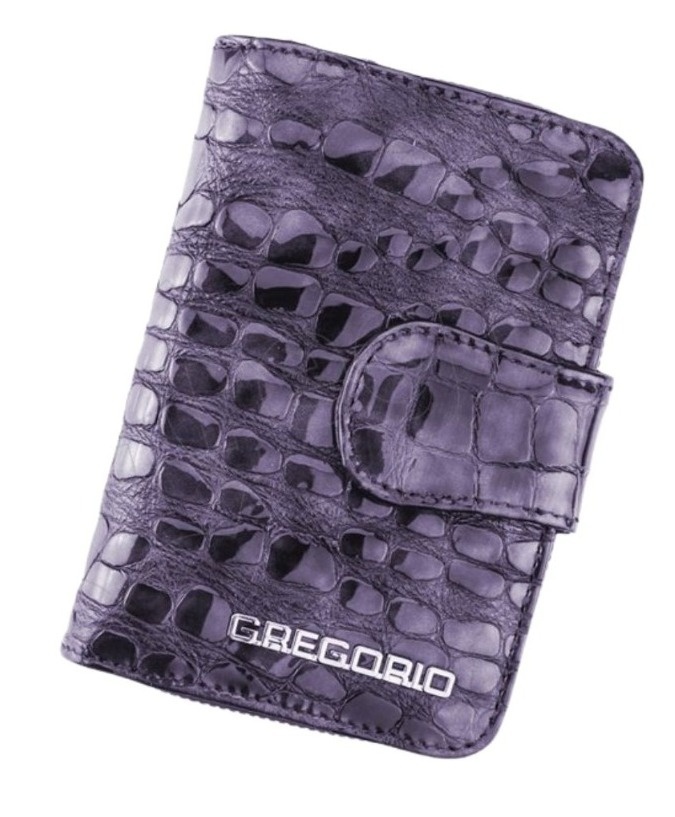 Portfel Damski Skóra Naturalna GREGORIO Średni Z Suwakiem Piórnik Lakierowany FS-115 FIOLETOWY RFID 12,5 x 8,5 x 3 [cm]