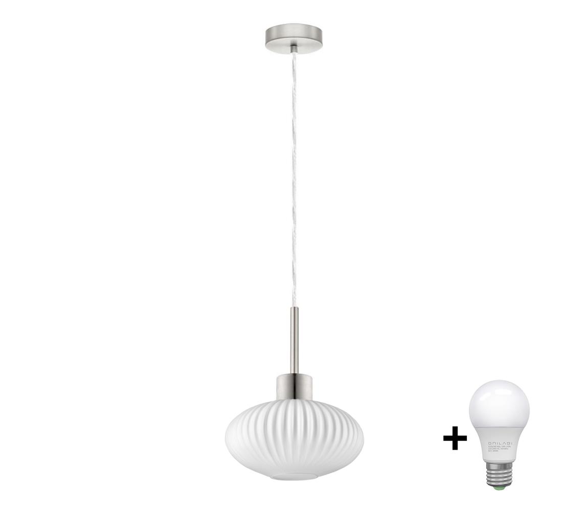 Lampa LED na zawieszeniu HARMA 1xE27/60W/230V średnica 25 cm matowy chrom/biały