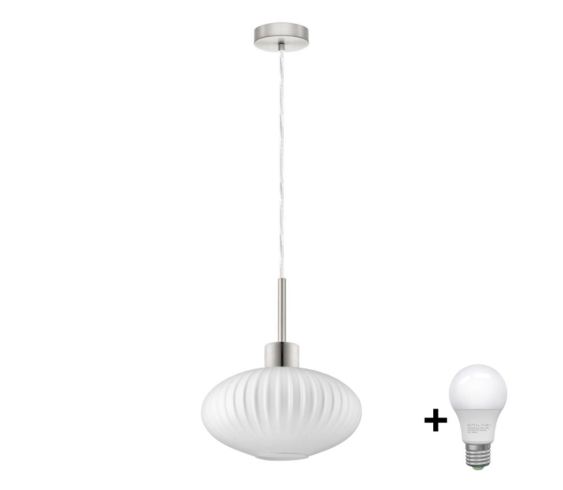 LED Lampa Wisząca HARMA 1xE27/60W/230V średnica 30 cm matowy chrom/biały