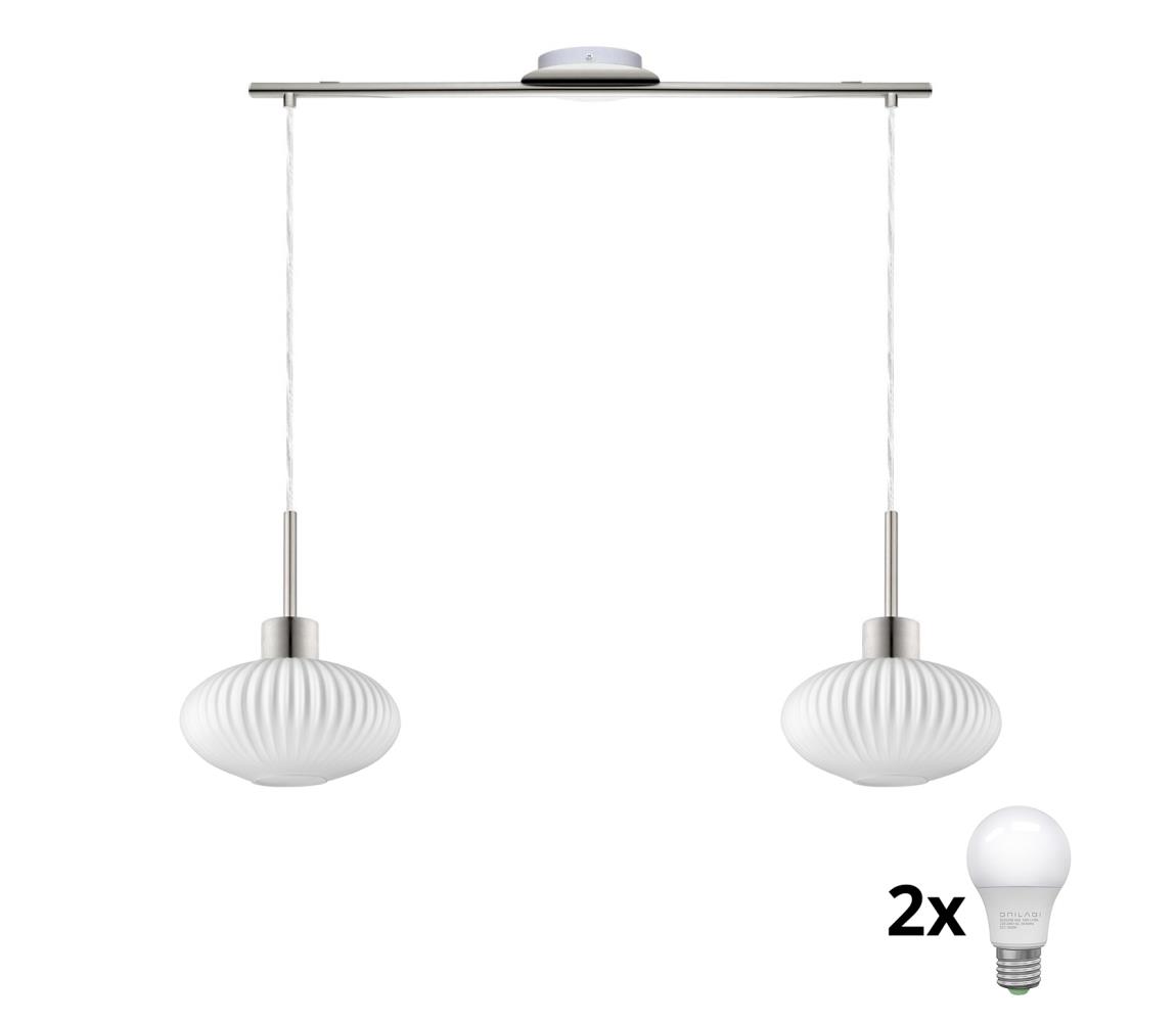 LED Żyrandol na linkę HARMA 2xE27/60W/230V matowy chrom/biały