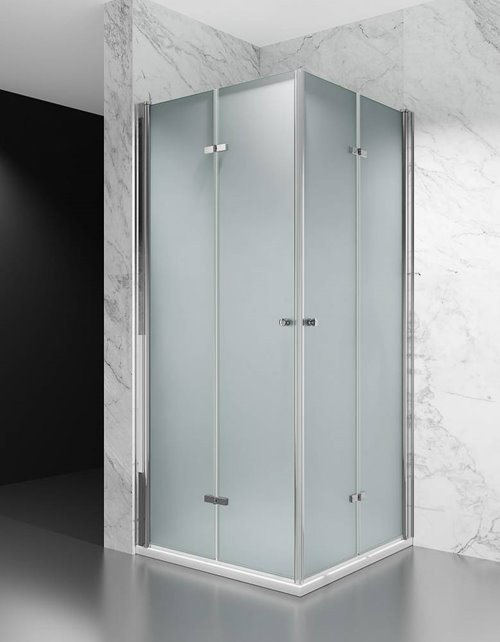 Swiss Liniger Kabina prysznicowa składana 95x95 cm szkło 6mm mrożone profile chrom