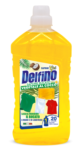 Delfino Bucato Cocco 1L – włoski żel do prania o zapachu kokosa, delikatna formuła i skuteczne czyszczenie
