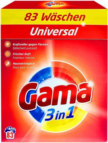 Gama Universal 4,98 kg – niemiecki uniwersalny proszek do prania, 83 prania, skuteczne usuwanie plam