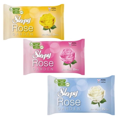 Sleepy Rose Garden 3x15szt chusteczki nawilżane podróżne