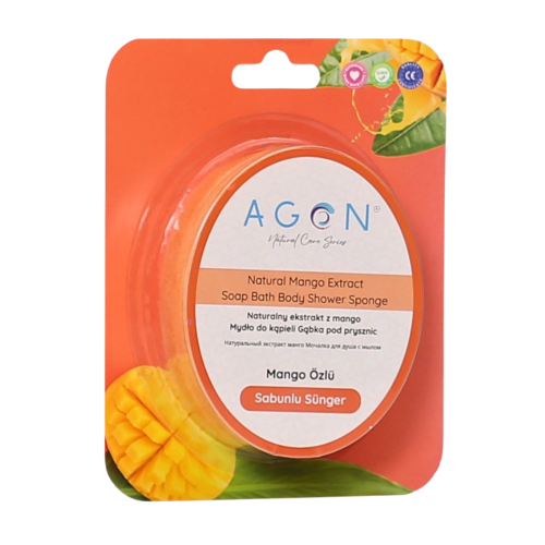 Agon Shower Sponge Mango 125g gąbka kąpielowa do ciała nasączona mydłem