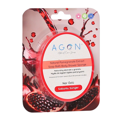 Agon Shower Sponge Pomegranate 125g gąbka kąpielowa do ciała nasączona mydłem