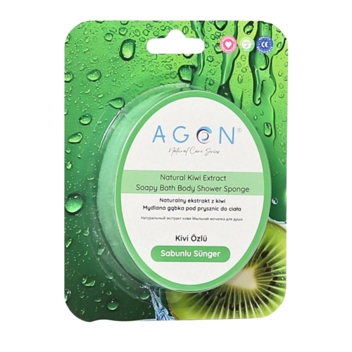 Agon Shower Sponge Kiwi 125g gąbka kąpielowa do ciała nasączona mydłem