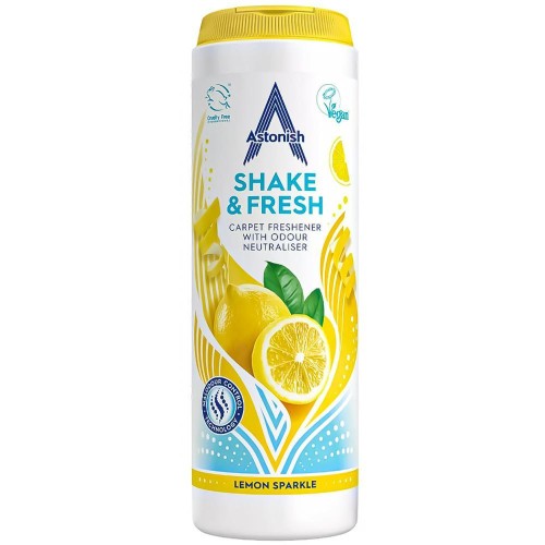 Astonish Lemon Spark Shake & Fresh 350g – odświeżacz w proszku do dywanów o cytrusowym zapachu