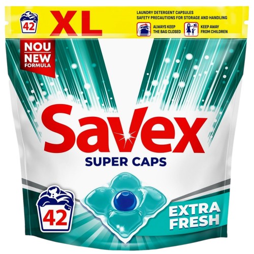 Savex Caps Extra Fresh 42 szt. – kapsułki do prania z intensywną, długotrwałą świeżością