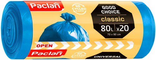Paclan Worki na śmieci CLASSIC 80l 20 sztuk na rolce niebieskie