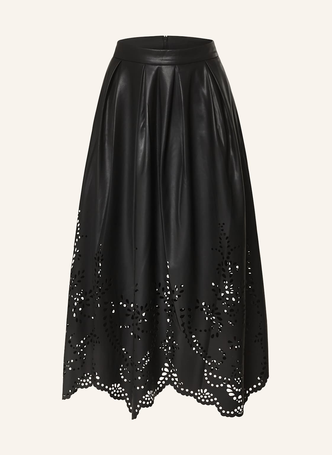 Oui Plisowana Spódnica Z Imitacji Skóry schwarz