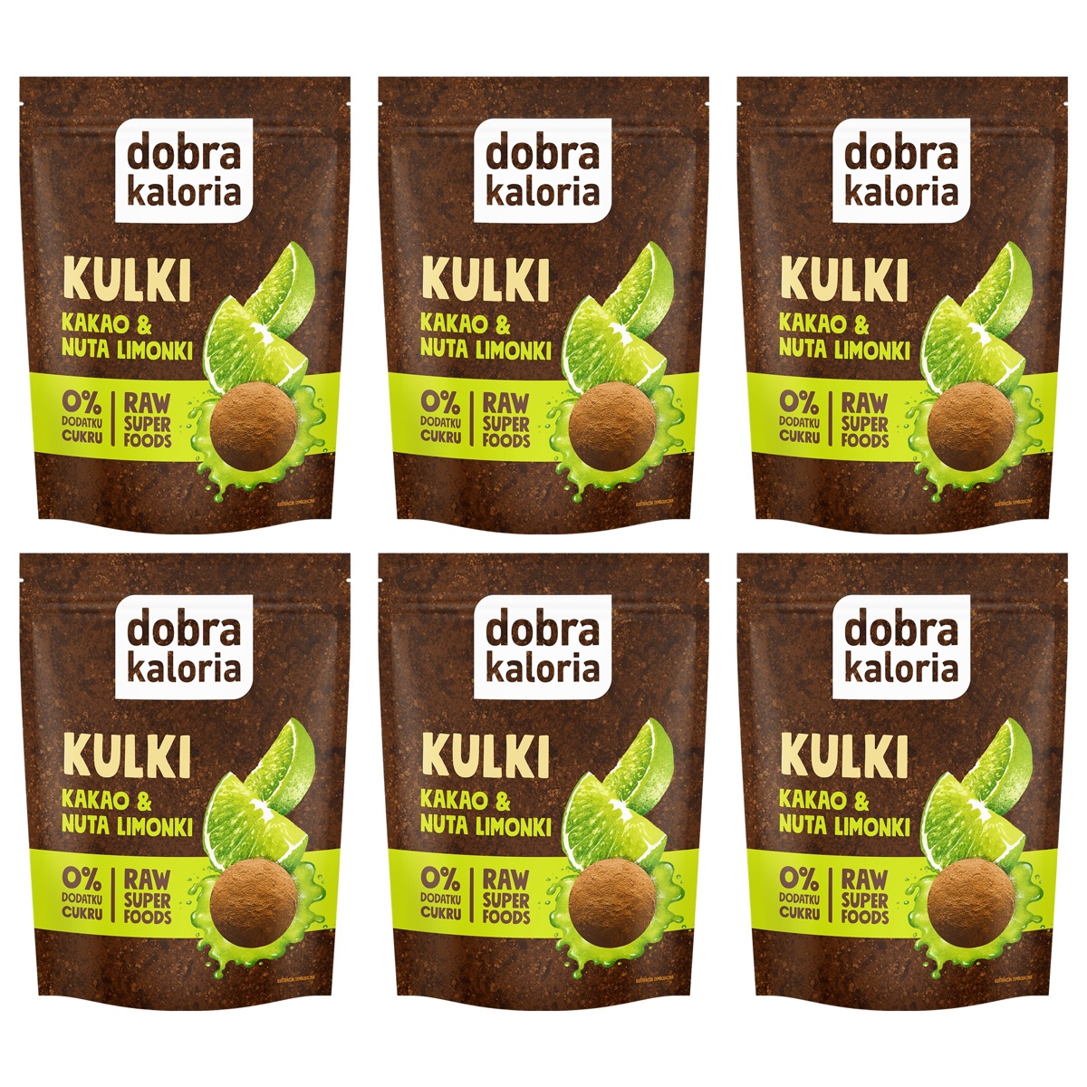 Dobra Kaloria Kulki Mocy kakao i nuta limonki zgrzewka 6 x 65 g