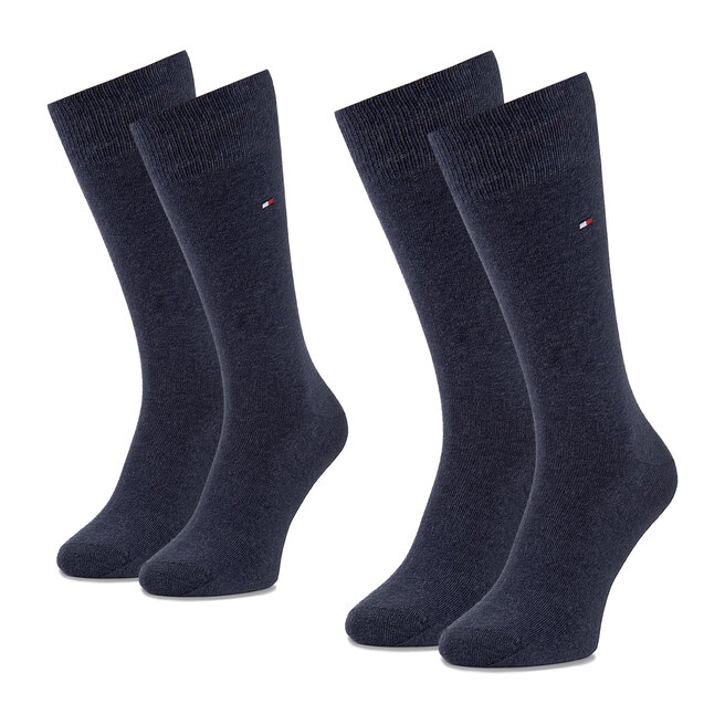 Zestaw 2 par wysokich skarpet męskich Tommy Hilfiger 371111 Granatowy
