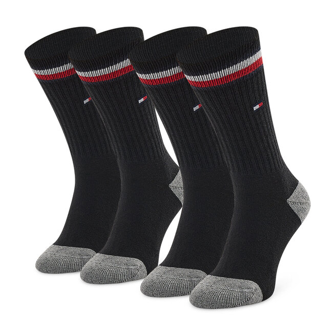 Zestaw 2 par wysokich skarpet dziecięcych Tommy Hilfiger 100001500 Czarny