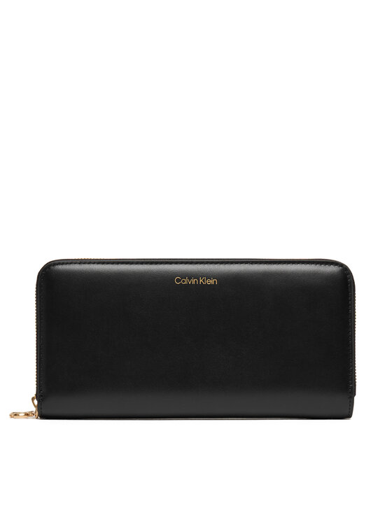 Calvin Klein Duży Portfel Damski Ck Large Zip Around LV04F1093G Czarny