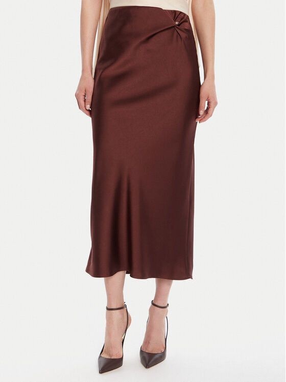 Rinascimento Spódnica midi CFC0125416003 Brązowy Regular Fit