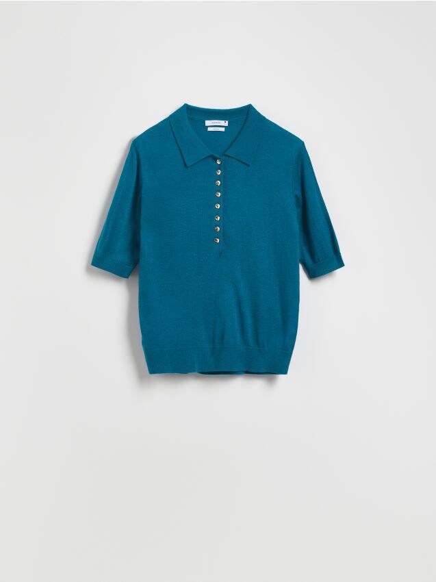 Reserved - Sweter z wełną - ciemny turkus