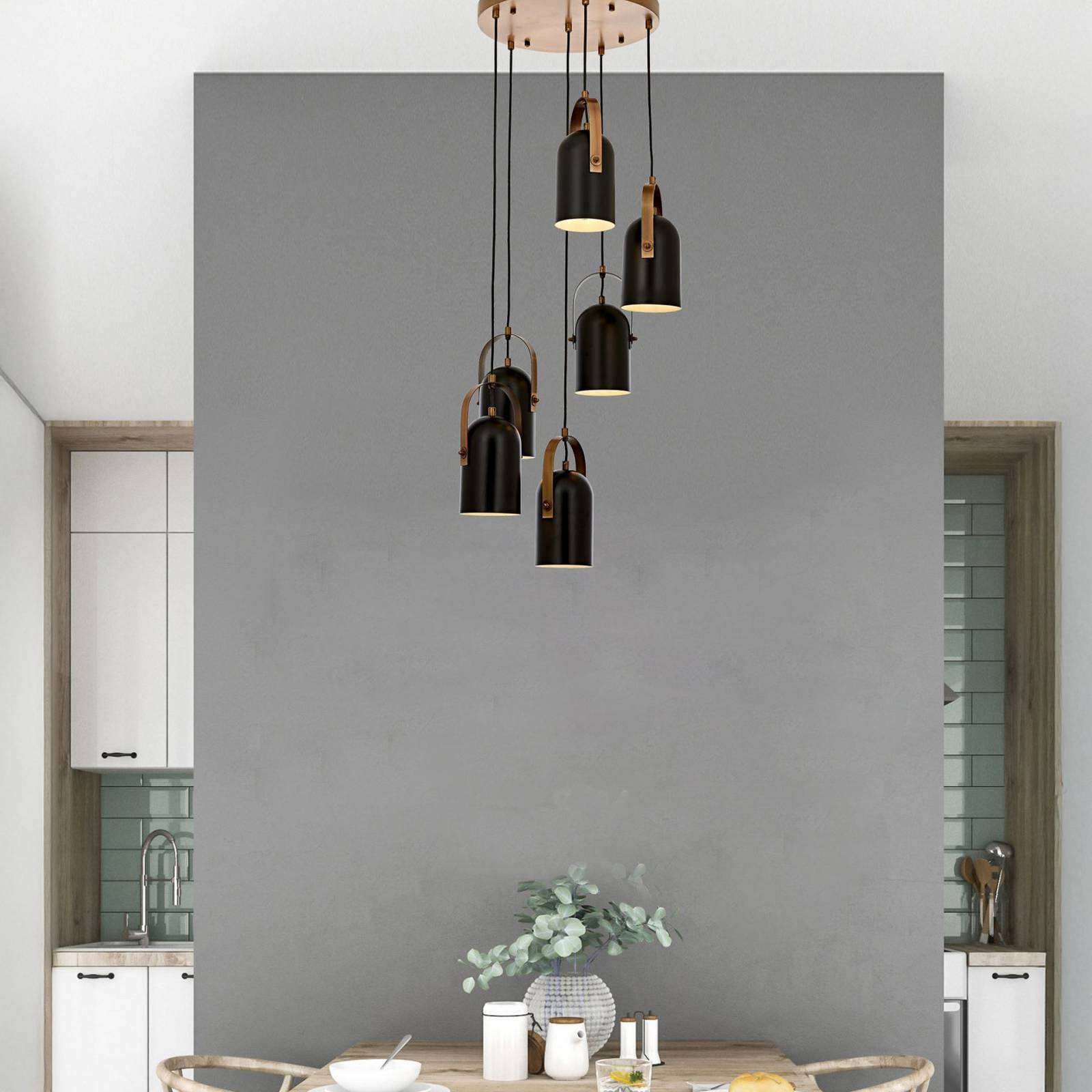 Lampa wisząca Esra Avonni, możliwość ściemniania, czarny, salon / jadalnia, metal