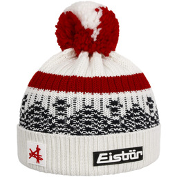 Czapka z Pomponem Norrak by Eisbär, biało-czerwony, One Size